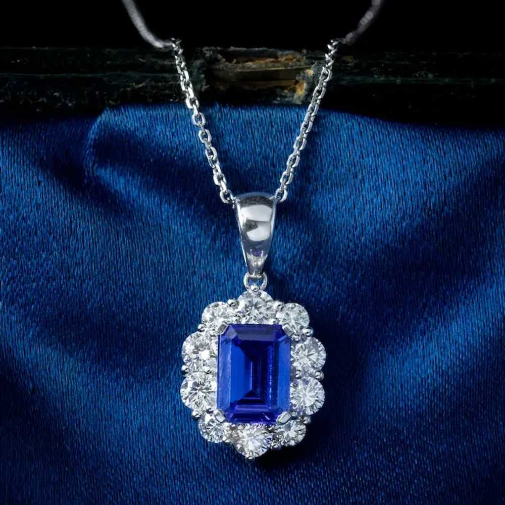 Edwardian Style Tanzanite Diamond Pendant Necklac… - image 9