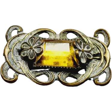 Antique Art Nouveau Dainty Glass Brooch [A1106]