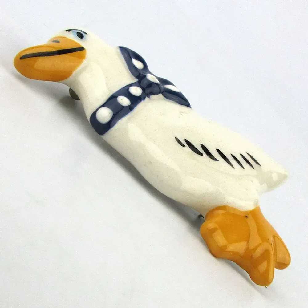 Vintage FLYING COLORS Ceramic Quaky Duck Pin Broo… - image 2