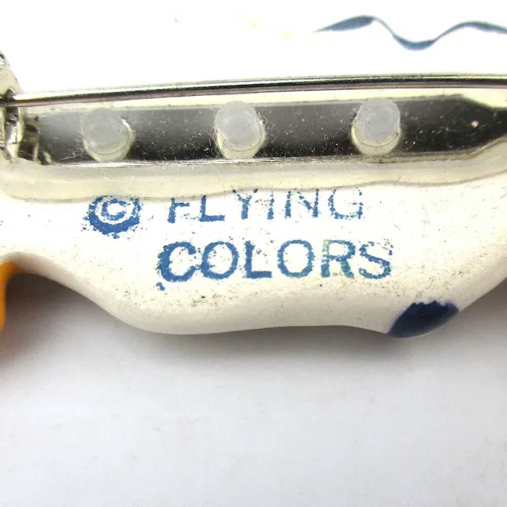 Vintage FLYING COLORS Ceramic Quaky Duck Pin Broo… - image 5
