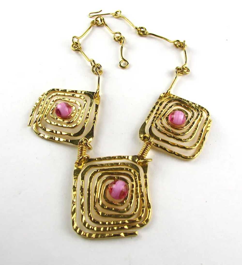 Gold Tone Coiled Wire Necklace - image 10