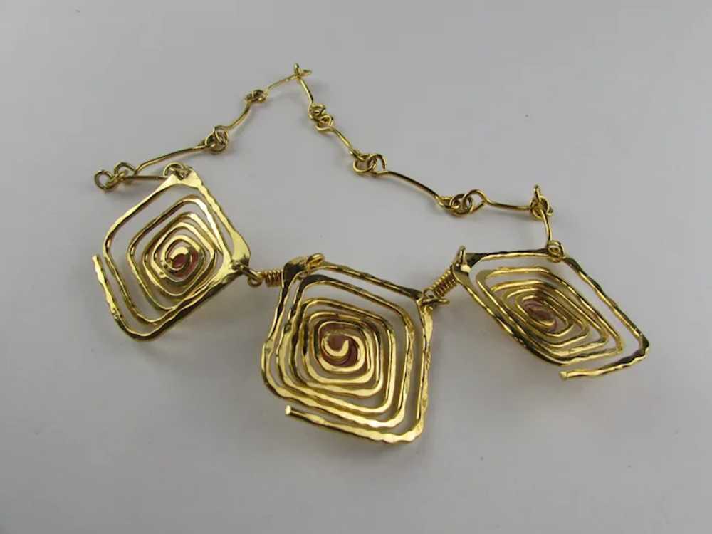 Gold Tone Coiled Wire Necklace - image 11