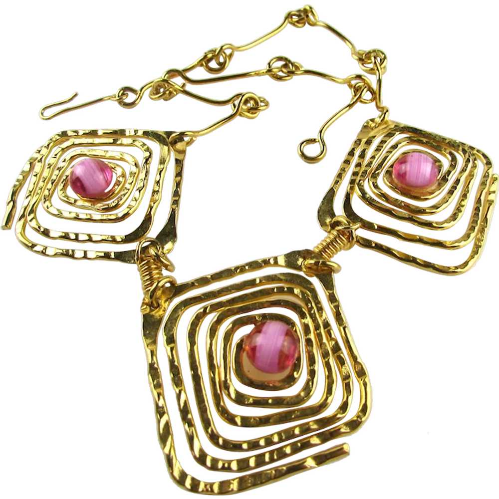 Gold Tone Coiled Wire Necklace - image 1