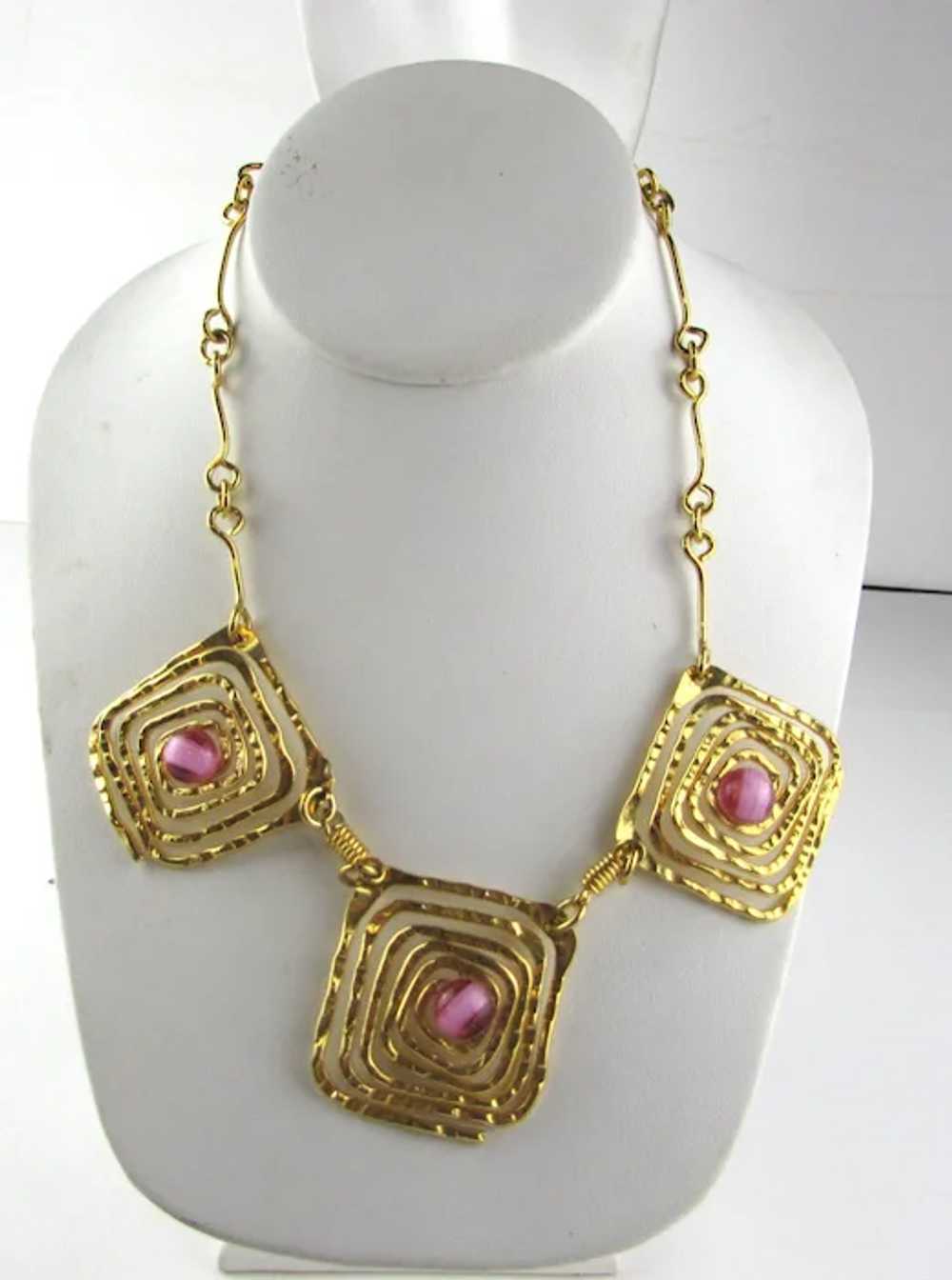 Gold Tone Coiled Wire Necklace - image 2