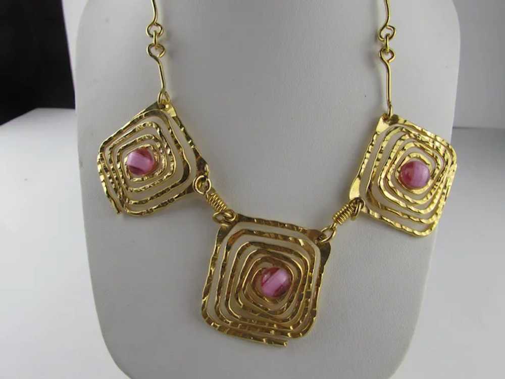 Gold Tone Coiled Wire Necklace - image 3