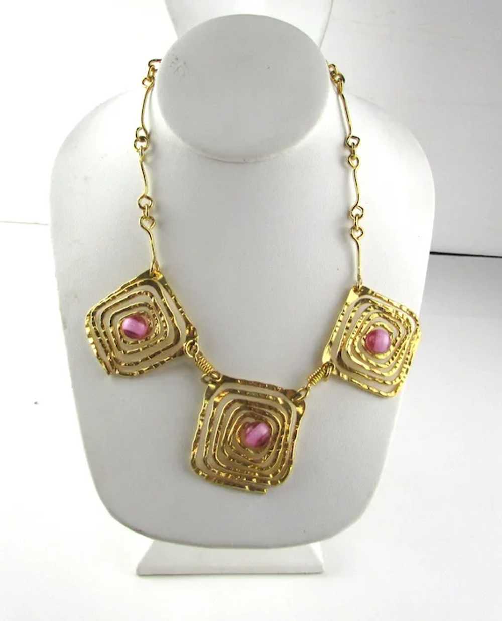 Gold Tone Coiled Wire Necklace - image 4