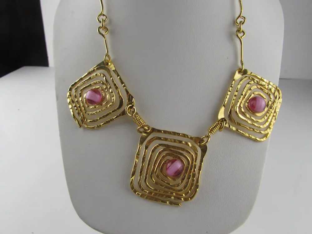 Gold Tone Coiled Wire Necklace - image 5