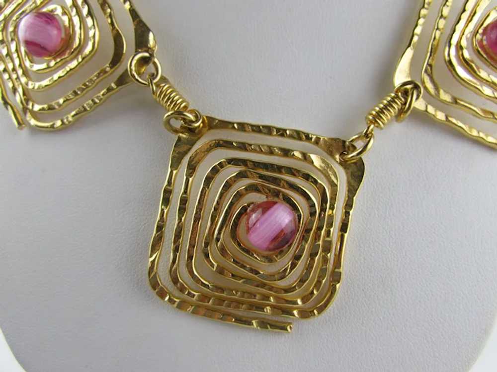 Gold Tone Coiled Wire Necklace - image 6