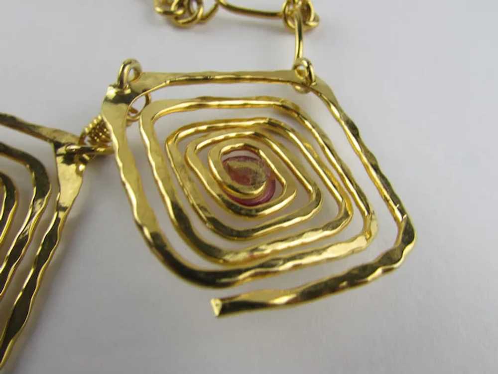 Gold Tone Coiled Wire Necklace - image 9