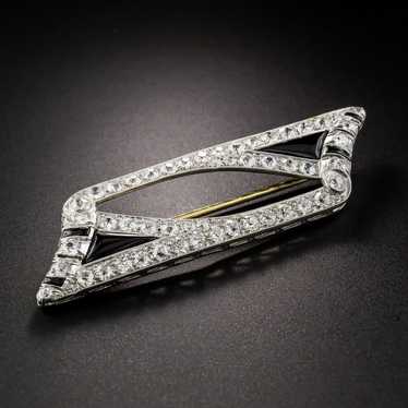 Art Deco Diamond and Onyx Brooch - image 1