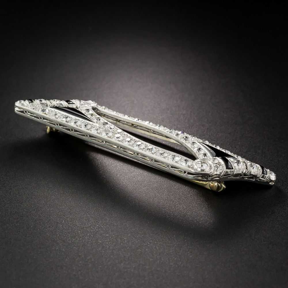 Art Deco Diamond and Onyx Brooch - image 4