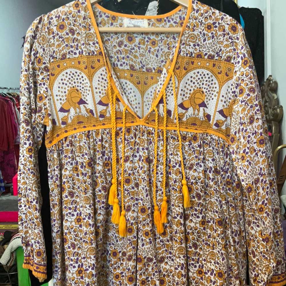 Cotton Gold and Purple 60’s Hippie Made in India … - image 2