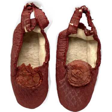 Rare Antique Victorian Silk  Baby  Shoes - image 1