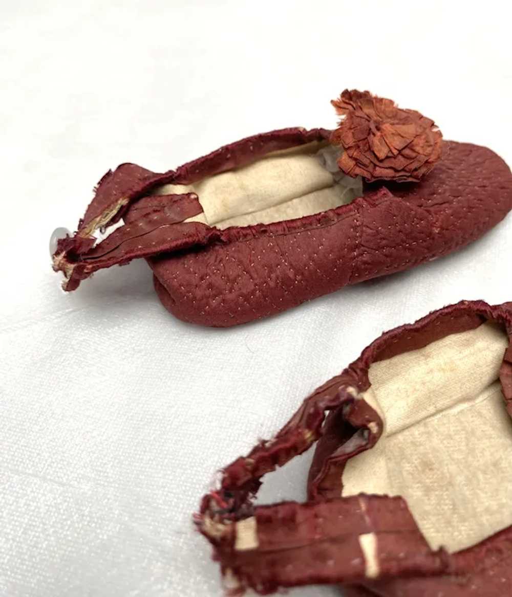 Rare Antique Victorian Silk  Baby  Shoes - image 5