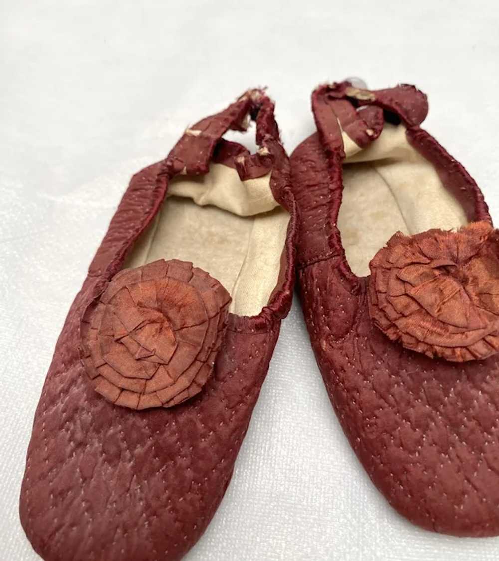 Rare Antique Victorian Silk  Baby  Shoes - image 7