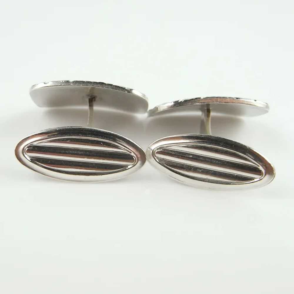 Antique Engraved Art Deco Mens Silver Cuff Links … - image 4