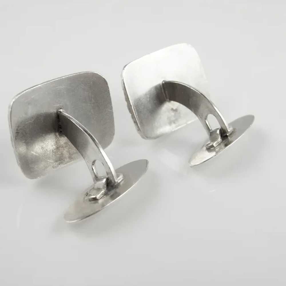 Antique Engraved Art Deco Mens Silver Cuff Links … - image 6