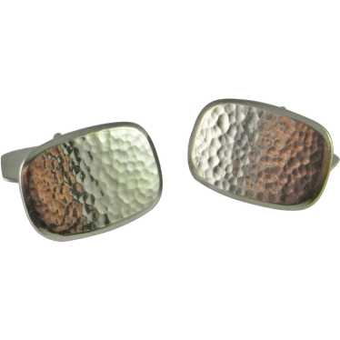 Art Deco Antique Hammered Silver Cuff Links 1920s… - image 1
