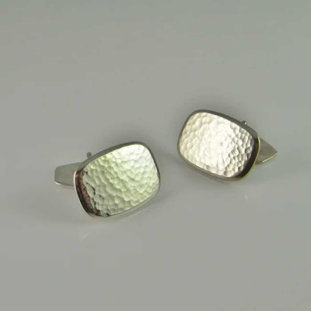 Art Deco Antique Hammered Silver Cuff Links 1920s… - image 2