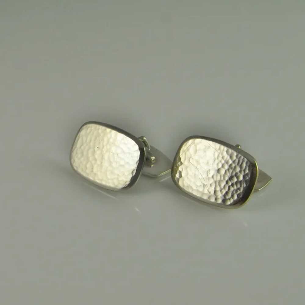 Art Deco Antique Hammered Silver Cuff Links 1920s… - image 3