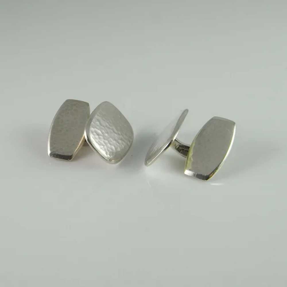 Art Deco Antique Hammered Silver Cuff Links 1920s… - image 4