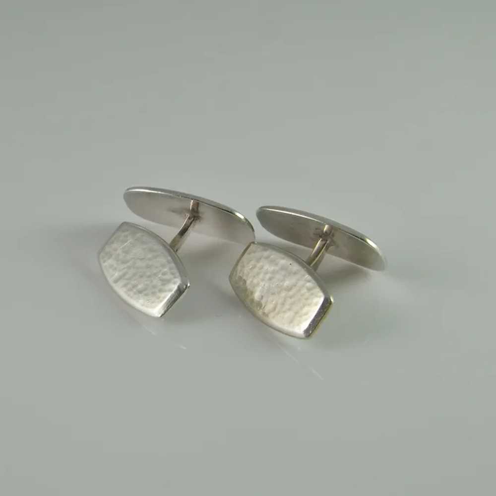Art Deco Antique Hammered Silver Cuff Links 1920s… - image 5