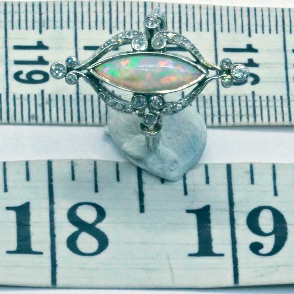 Antique Art Nouveau Ring Platinum Diamonds Opal F… - image 4