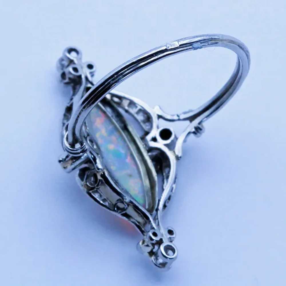 Antique Art Nouveau Ring Platinum Diamonds Opal F… - image 8