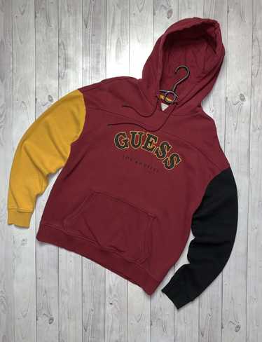 Vintage 10s+ Cotton Colour-Block White Guess Los Angeles Hoodie