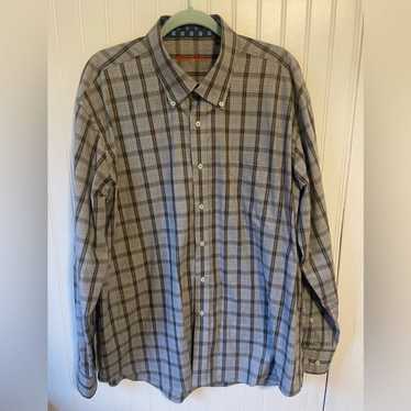 Alan Flusser New Men's Size L Button Down Front Shirt Cotton Plaid Garden  Party