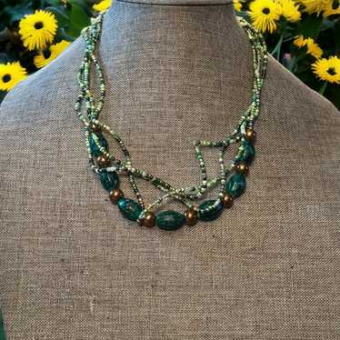 Other Multi strand twisted green bead necklace - image 1