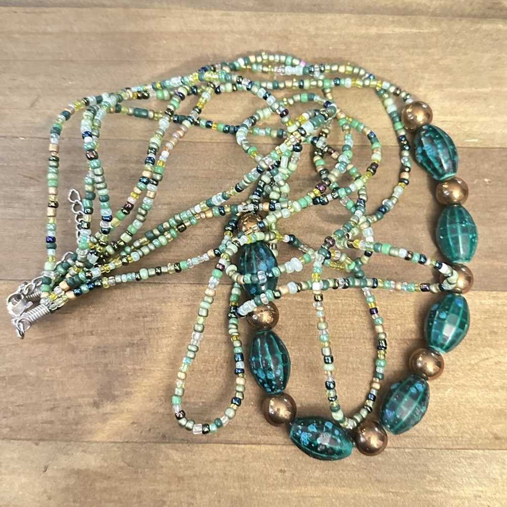 Other Multi strand twisted green bead necklace - image 2