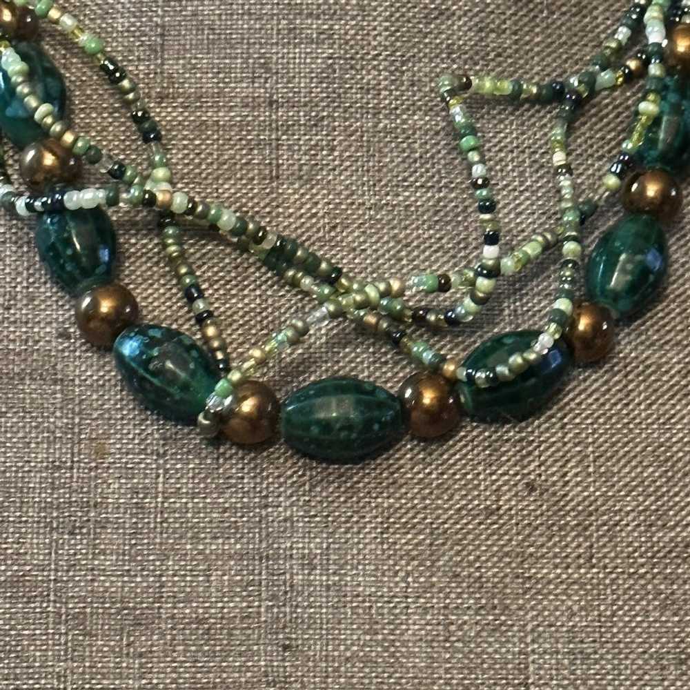 Other Multi strand twisted green bead necklace - image 3
