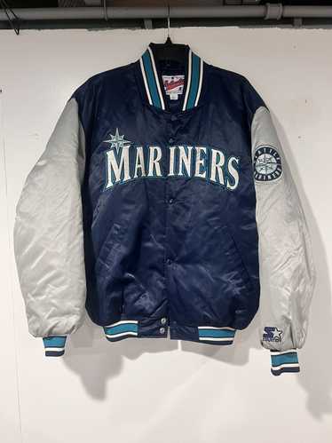 VINTAGE Majestic Seattle Mariners Jacket Mens M Blue 9-11 American