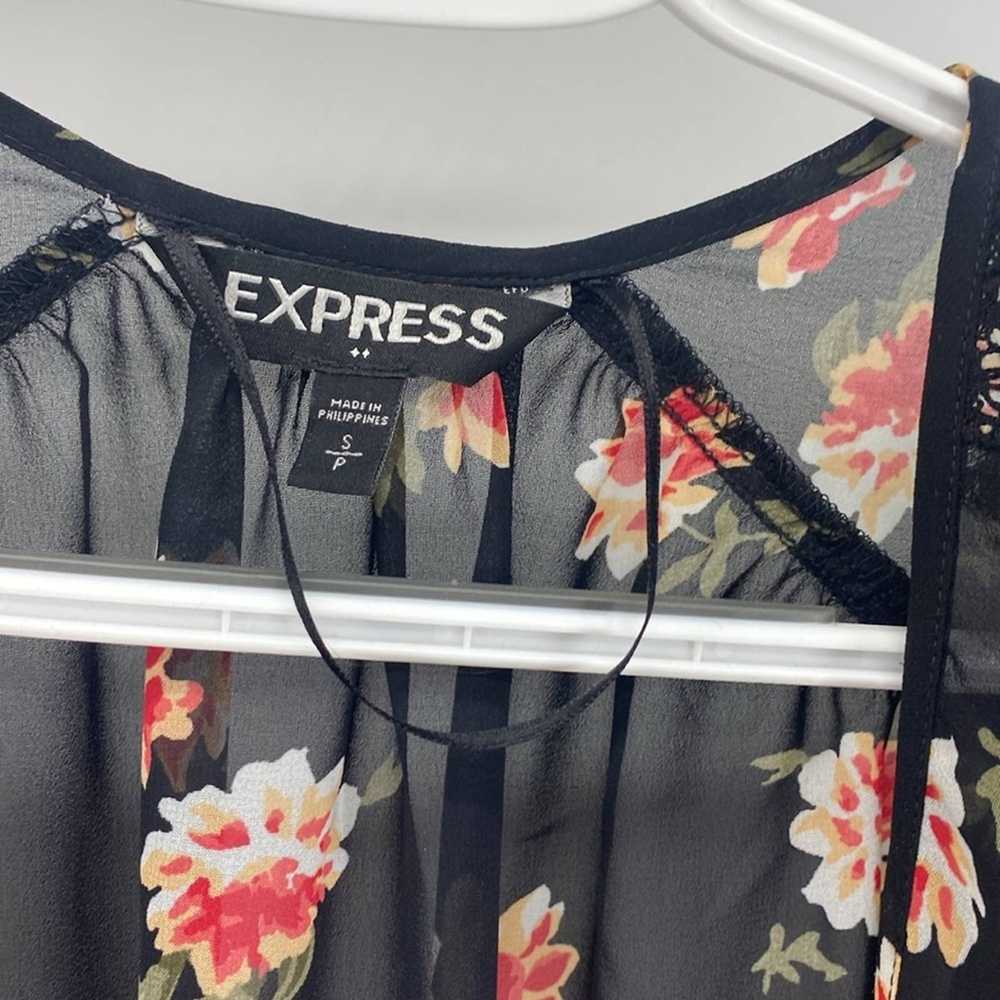 Express Express Floral kimono long line black pin… - image 3