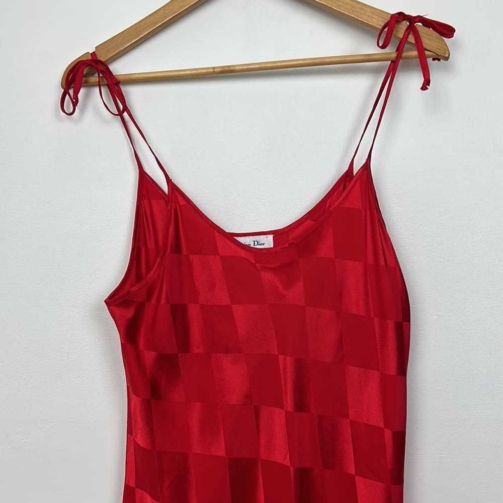 Dior Vintage Christian Dior Checkered Red Slip Dr… - image 6