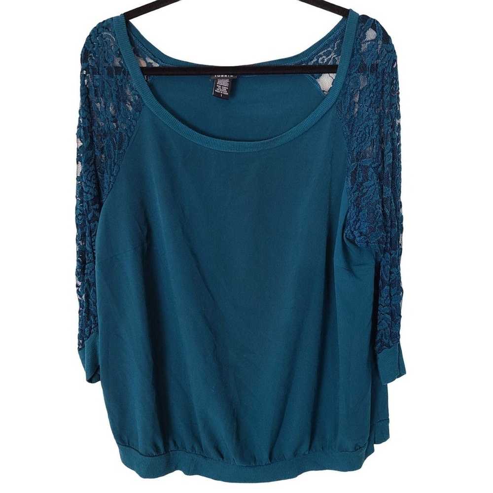 Other Torrid Womens 1X Greenish Blue Floral Lace … - image 1