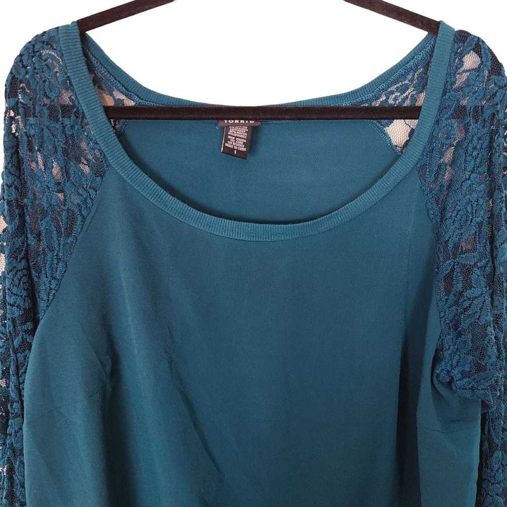 Other Torrid Womens 1X Greenish Blue Floral Lace … - image 2