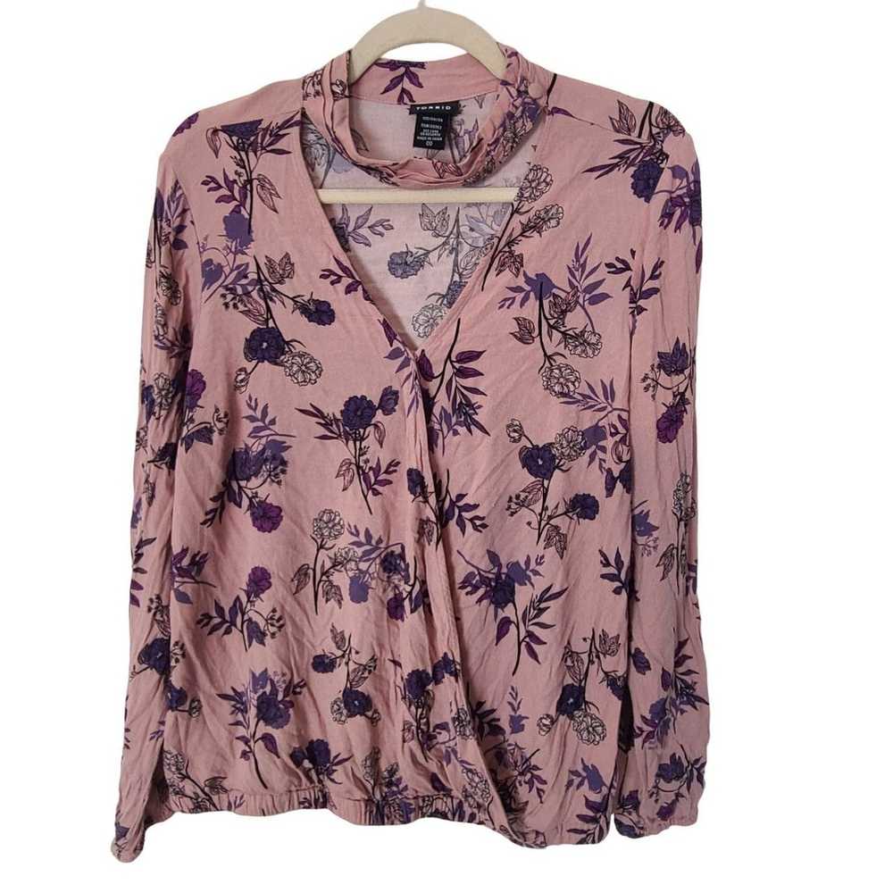 Other Torrid Womens 00X Pink Purple Floral Long S… - image 2