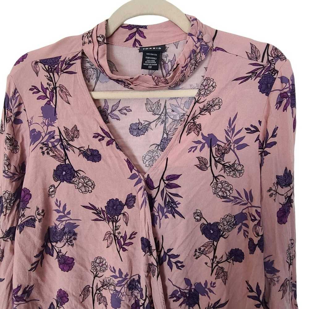 Other Torrid Womens 00X Pink Purple Floral Long S… - image 3