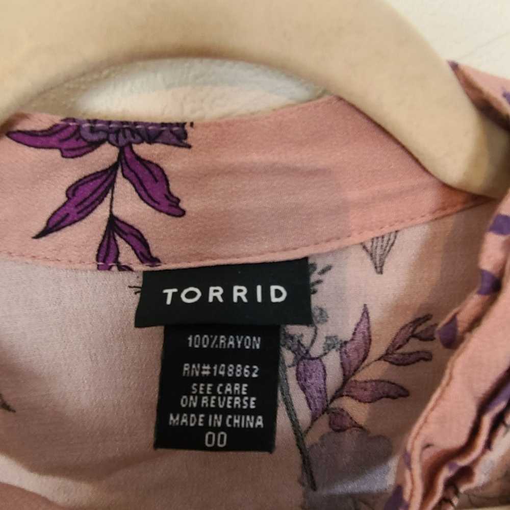 Other Torrid Womens 00X Pink Purple Floral Long S… - image 7