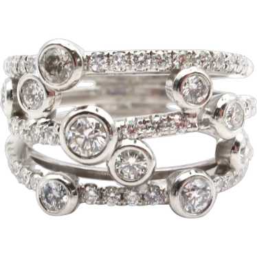 Three Row Diamond Bubble Band/Ring 1.00 ctw 14k Wh