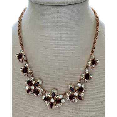 Festive Rhinestone Necklace - Purple and Diamante… - image 1