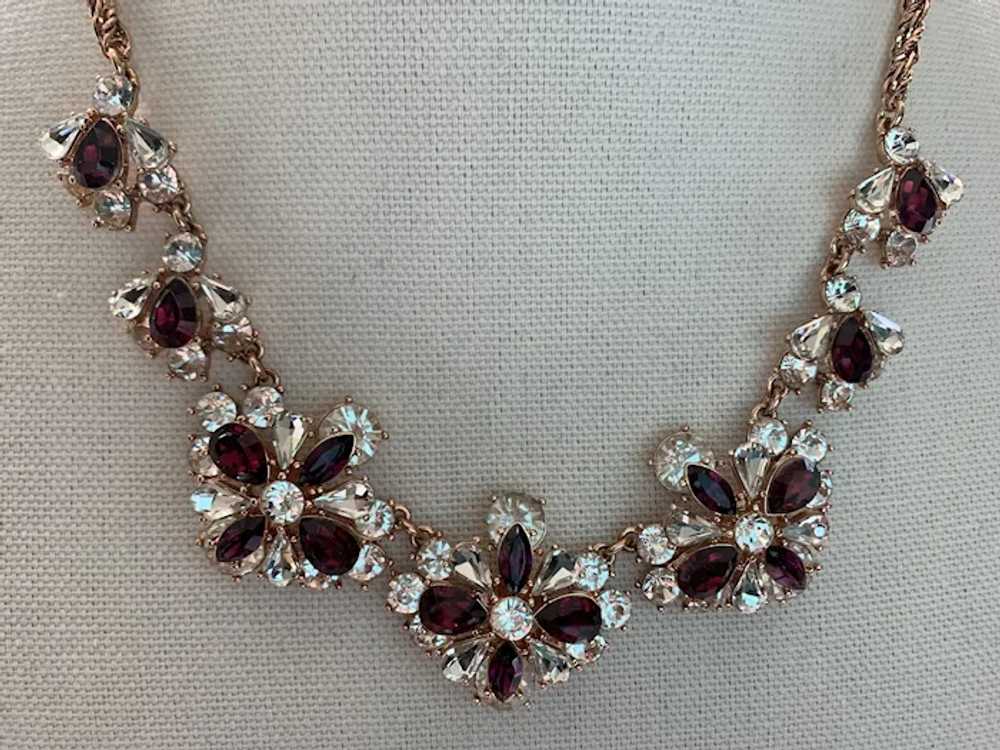 Festive Rhinestone Necklace - Purple and Diamante… - image 2
