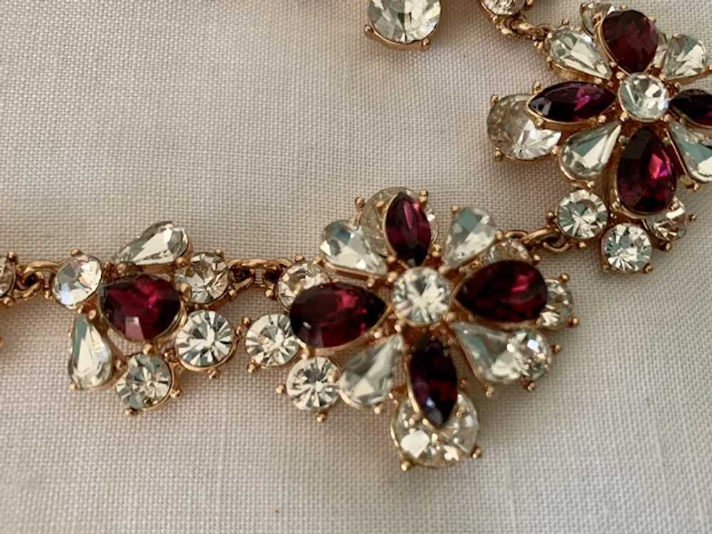 Festive Rhinestone Necklace - Purple and Diamante… - image 5