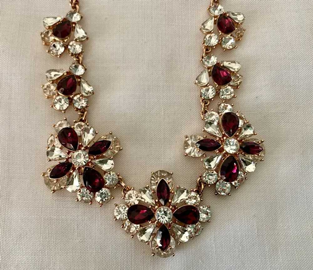 Festive Rhinestone Necklace - Purple and Diamante… - image 6