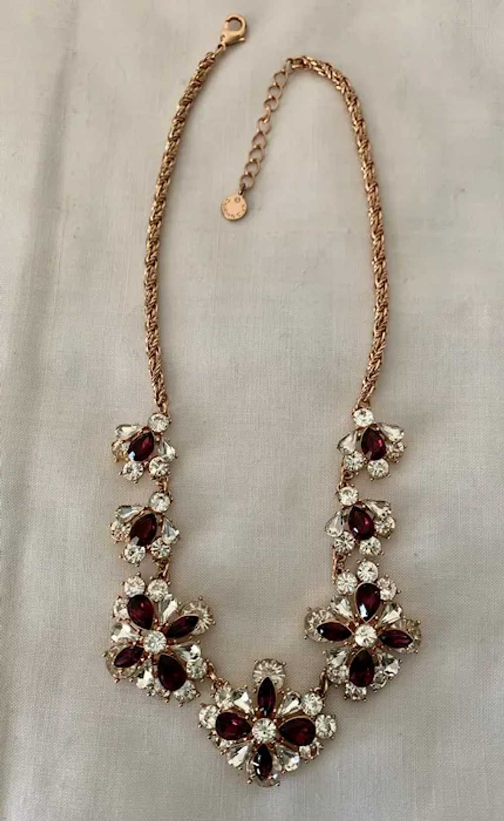 Festive Rhinestone Necklace - Purple and Diamante… - image 8