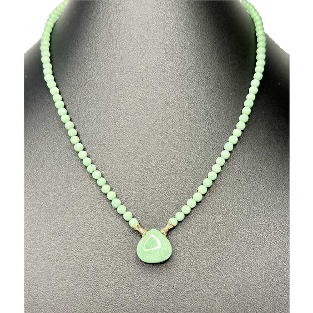Green Variscite, and 14k Gold Necklace - image 1