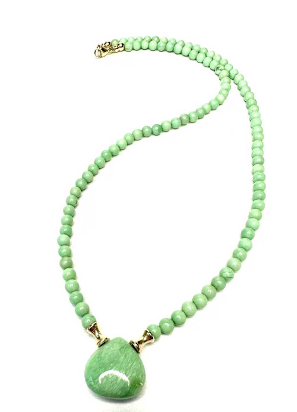 Green Variscite, and 14k Gold Necklace - image 3