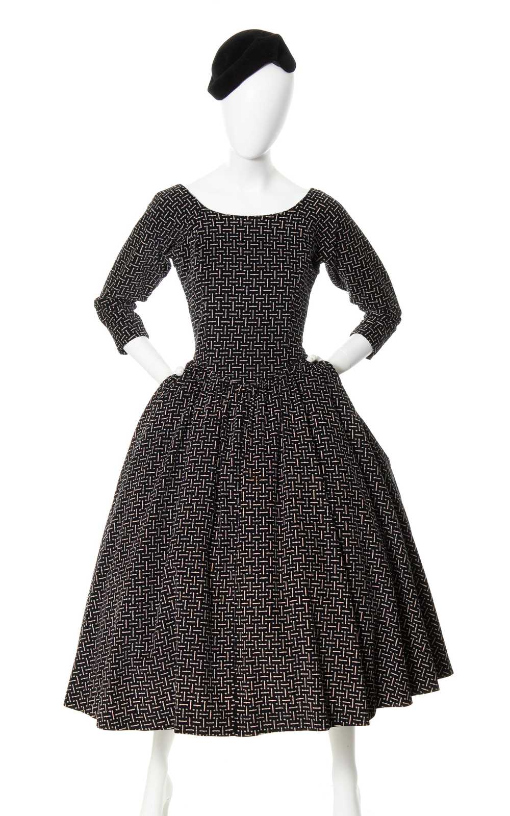 1980s does 1950s Printed Corduroy Dress | small - image 1